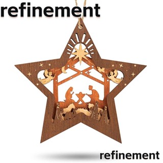 Refinement จี้ไม้ รูปดาวห้าแฉก สําหรับตกแต่งต้นคริสต์มาส DIY