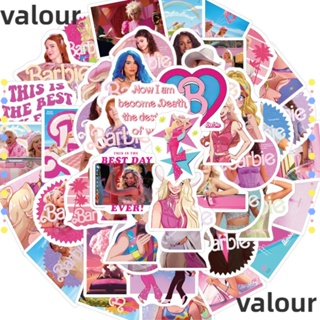 Valour สติกเกอร์ ลายการ์ตูนกราฟฟิตี้ บาร์บี้น่ารัก กันน้ํา สีชมพู สําหรับติดตกแต่งขวดเครื่องดื่ม กระเป๋าเดินทาง