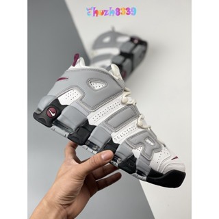 [Pure Original NK] Air More Uptempo รองเท้าบาสเก็ตบอล หนังนิ่ม สีขาว สีเทา DZ8955-001