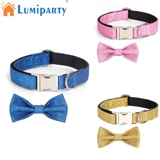 Lumiparty ปลอกคอสัตว์เลี้ยง สุนัข ปลอกคอ โบว์ วิบวับ น่ารัก เด็กผู้หญิง ปลอกคอสุนัข พร้อมหัวเข็มขัดโลหะ เพื่อความปลอดภัย สําหรับสุนัข เด็กผู้หญิง เด็กผู้ชาย ขนาดเล็ก