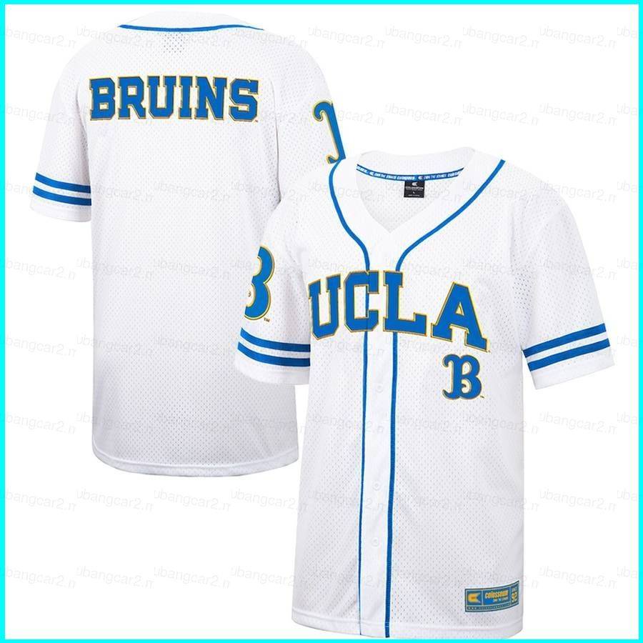 เสื้อคาร์ดิแกนเบสบอล พลัสไซซ์ ลายการ์ตูน UCLA Bruins Jersey Button-Down