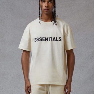 เสื้อยืดแขนสั้น ผ้าฝ้าย พิมพ์ลายโลโก้ Fear of God FOG ESSENTIALS ทรงหลวม สามมิติ สําหรับผู้ชาย และผู้หญิง