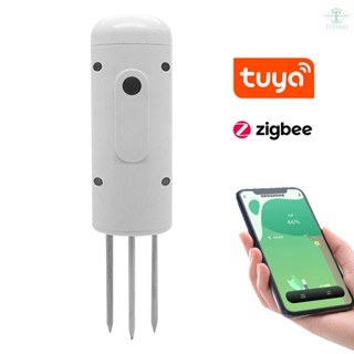 Tuya Zigbee Wireless Soil Moisture Meter Intelligent Temperature Humidity Tester Mobilephone APP Real Time Monitor IP67 Waterproof Detector for Garden Farmland Planting