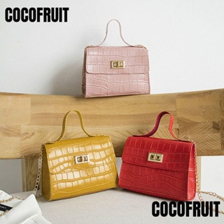 Cocofruit กระเป๋าสะพายไหล่ กระเป๋าถือ ลายหนังจระเข้ สีพื้น สําหรับสตรี