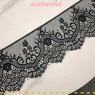 Suchenhd ริบบิ้นลูกไม้ ผ้าไนล่อน สีดํา อุปกรณ์เย็บผ้า ริบบิ้นลูกไม้ DIY