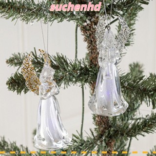 Suchenhd โคมไฟแขวนต้นคริสต์มาส แบบอะคริลิคใส พร้อมไฟสี สร้างสรรค์ สําหรับตกแต่งบ้าน