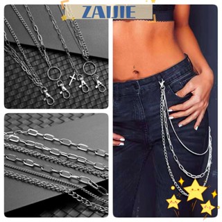Zaijie24 โซ่เอว ผู้ชาย ผู้หญิง ยีนส์ เครื่องประดับ พวงกุญแจร็อค พังก์ พวงกุญแจโซ่