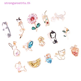 Strongaroetrtu เข็มกลัด โลหะผสม รูปการ์ตูนแมว กระต่าย และหัวใจน่ารัก สีทอง สําหรับผู้หญิง