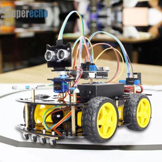 ชุดหุ่นยนต์สตาร์ทรถยนต์ 4WD DIY สําหรับหุ่นยนต์ตั้งโปรแกรม Arduino [superecho.th]