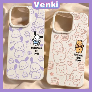 VENKI - เข้ากันได้สำหรับ เคสไอโฟน เคสไอโฟน11 เคส iphone 11 กรณีเป็นมิตรกับสิ่งแวดล้อมย่อยสลายได้สีขาวกรณีกันกระแทกน่ารักการ์ตูนลูกสุนัขหมีเข้ากันได้กับ iPhone 14 PRO MAX 13 PRO MAX 12 11Pro MAX XR XS 7Plus 8 PLUS