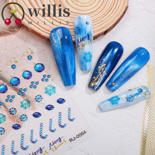 Willis สติกเกอร์ ลายฮาโลวีน คริสต์มาส สโนว์แมน สําหรับตกแต่งเล็บ