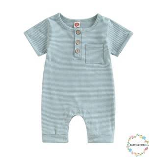 Babyclothes- ชุดรอมเปอร์ บอดี้สูท จั๊มสูท รอมเปอร์ แขนสั้น ลายทาง สําหรับเด็กทารกแรกเกิด เด็กผู้ชาย เด็กผู้หญิง ฤดูร้อน