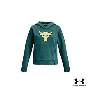 Under Armour Girls Project Rock Heavyweight Terry Brahma Bull Hoodie อันเดอร์ อาร์เมอร์ เสื้อฮู้ด Project Rock Heavyweight Terry Brahma Bull สำหรับเด็กผู้หญิง