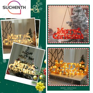 Suchenth สายไฟ Led รูปตัวอักษร Merry Christmas สีขาวอบอุ่น สําหรับแขวนตกแต่งต้นคริสต์มาส