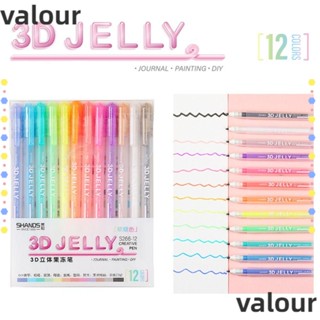 Valour ปากกาเจลลี่ เคลือบเงา ลายกราฟฟิตี้ ตัวอักษร 6 สี 12 สี สําหรับวาดภาพ ระบายสี เซรามิค โลหะ แก้ว