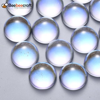 100 ชิ้น แก้วใส เจียรหลังเบี้ย AB ชุบสี ครึ่งวงกลม / โดม ใส AB 16x8 มม.