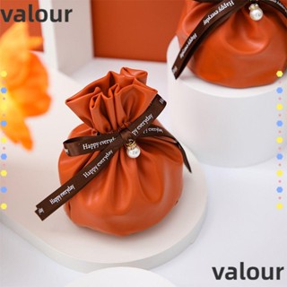 Valour กล่องลูกอม ริบบิ้นโบว์ หนัง สร้างสรรค์ สําหรับงานแต่งงาน ปาร์ตี้