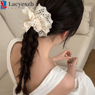 Lacyeszb ลูกไม้ Scrunchies, โลลิต้า สไตล์เกาหลี ลูกไม้ เชือกผม, ที่ใส่ผมหางม้า ดอกไม้ ที่เรียบง่าย เครื่องประดับผม ขนาดใหญ่ Scrunchies ปาร์ตี้