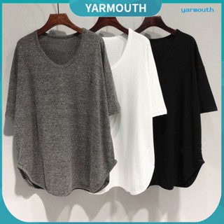 Yyr-- เสื้อยืดลําลอง คอกลม แขนสั้น สีพื้น ทรงหลวม ความยาวปานกลาง แนวสตรีท เหมาะกับฤดูร้อน สําหรับสตรี