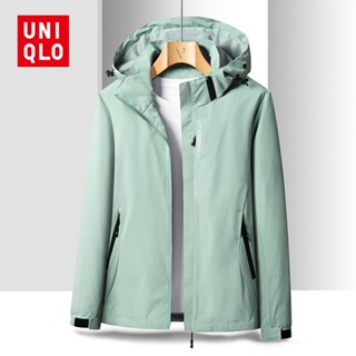 Uniqlo เสื้อแจ็กเก็ตกันฝน อเนกประสงค์ กันน้ํา คุณภาพสูง สีพื้น เหมาะกับใส่เดินป่า ตั้งแคมป์กลางแจ้ง สําหรับผู้หญิง 2023