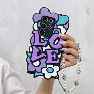 เคสโทรศัพท์มือถือ ซิลิโคนนุ่ม ลายดอกไม้ พร้อมสายคล้อง ประดับลูกปัด แฟชั่น สําหรับ OPPO Reno 6 6Z 6PRO 5 5Z 5PRO 5F 5K 4 4F 4PRO 4Z 4SE 3 2 2Z 2F 5LITE 6LITE