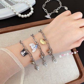 สร้อยข้อมือคู่รัก ลายการ์ตูน Hello Kitty Cinnamoroll Sanrio My Melody แฟชั่นเรียบง่าย สําหรับผู้หญิง