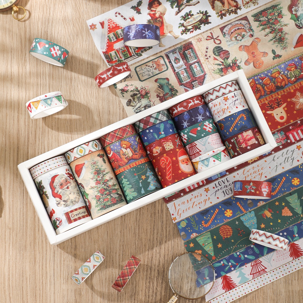 Imada เทปกาว ลายคริสต์มาส 241 * 84 * 41 มม. สําหรับเก็บสะสม ตกแต่งเครื่องเขียน DIY 20 ม้วน 1 ชิ้น
