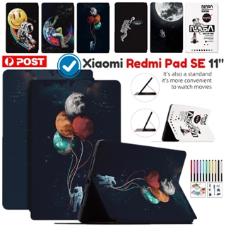 Folio เคสหนัง ฝาพับ ลายการ์ตูน กันกระแทก พร้อมช่องใส่บัตร สําหรับ Xiaomi Redmi Pad SE 2023 11.0 นิ้ว