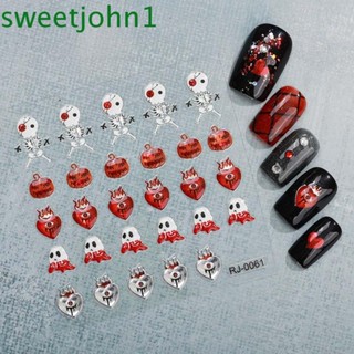 Sweetjohn สติกเกอร์ติดตกแต่งเล็บ ลายฮาโลวีน คริสต์มาส โครงกระดูก แมงมุม DIY