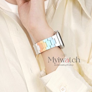 สายนาฬิกาข้อมืออะคริลิค สีรุ้ง สําหรับ iwatch 49 มม. 41 มม. 45 มม. 44 มม. 40 มม. 38 มม. 42 มม. iwatch series 9 8 Ultra 7 6 SE 5 4 3 2 1