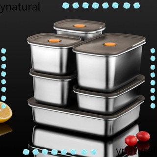Ynatural กล่องอาหารกลางวัน สเตนเลส กันรั่วซึม พร้อมฝาปิด ขนาดใหญ่