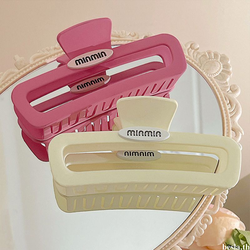 กิ๊บติดผม ทรงสี่เหลี่ยมผืนผ้า ลายตัวอักษร ฉลาม ขนาดใหญ่ สีแคนดี้ เรียบง่าย สําหรับผู้หญิง