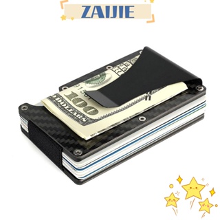 Zaijie24 กระเป๋าสตางค์ โลหะ RFID ทรงสลิม สําหรับใส่บัตรเครดิต