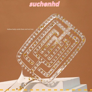 Suchenhd แปรงหวีผม พลาสติกใส ป้องกันไฟฟ้าสถิตย์ สําหรับนวดหนังศีรษะ ผู้หญิง