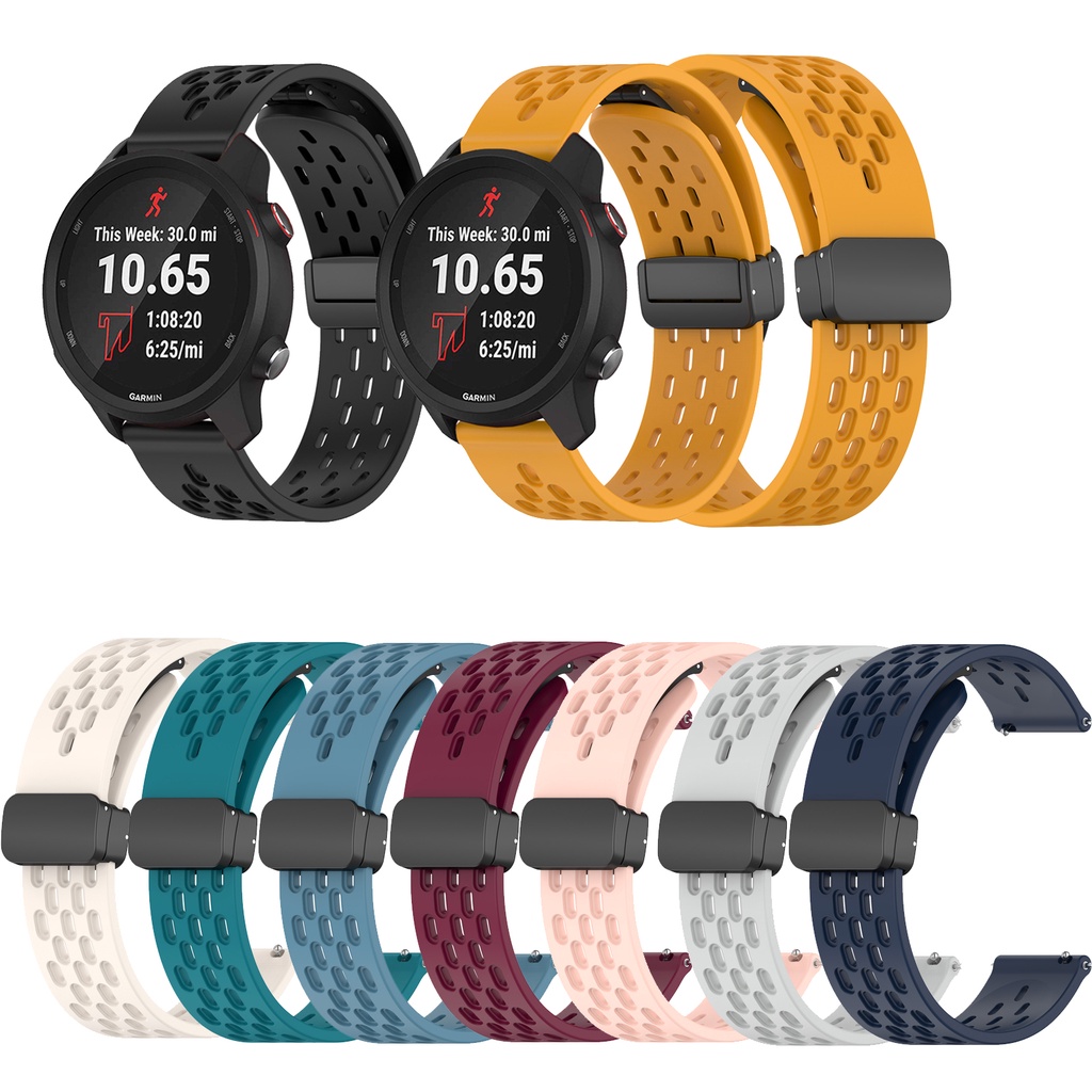 สายนาฬิกาข้อมือซิลิโคน แบบนิ่ม แม่เหล็ก สําหรับ Garmin Forerunner 645 245 245M 55 158 255 265 165 970 570 42mm Venu 2 3 4