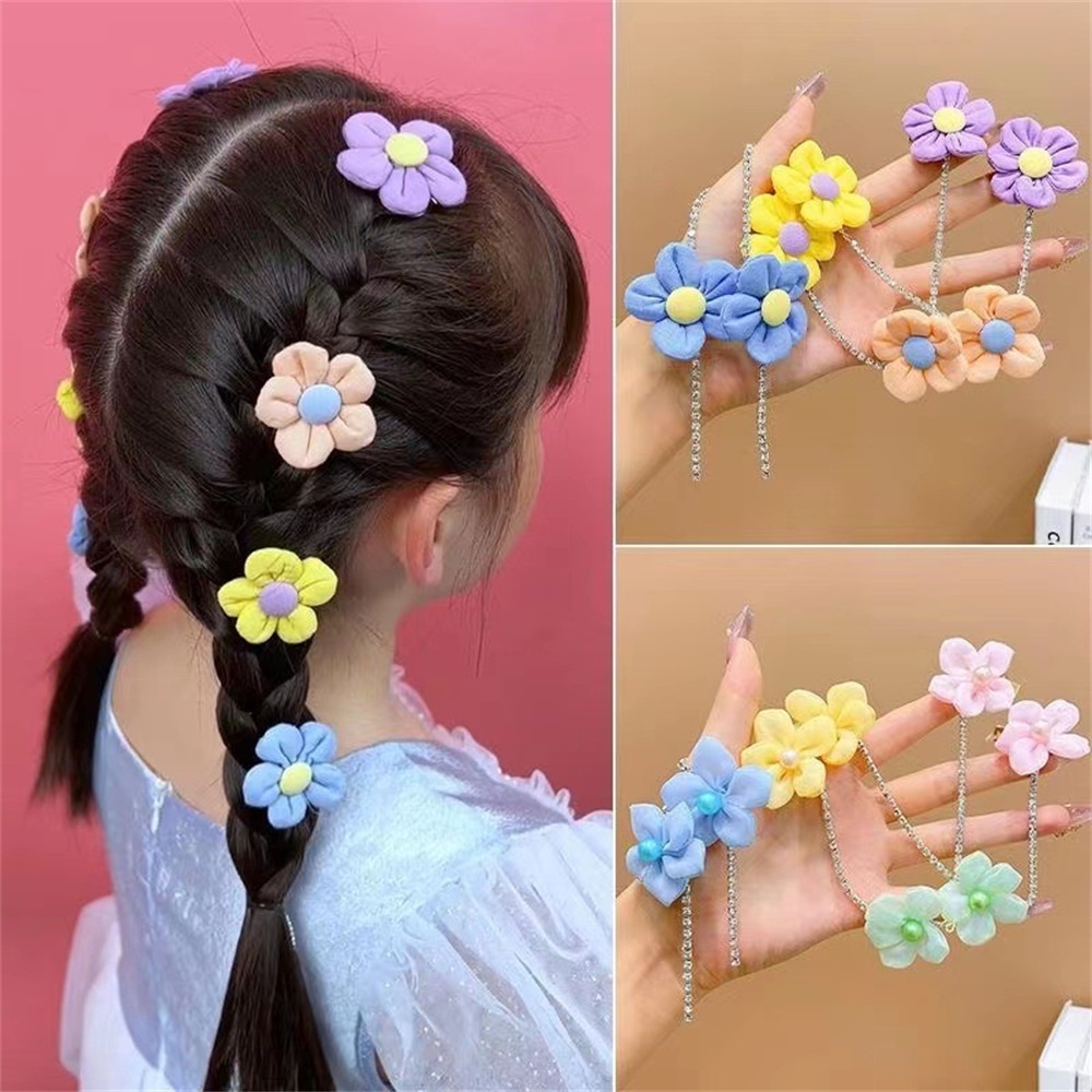 กิ๊บติดผม แบบถัก ลายดอกไม้ สีแคนดี้ แวววาว สร้างสรรค์ เครื่องประดับผม สําหรับเด็กผู้หญิง 2 ชิ้น