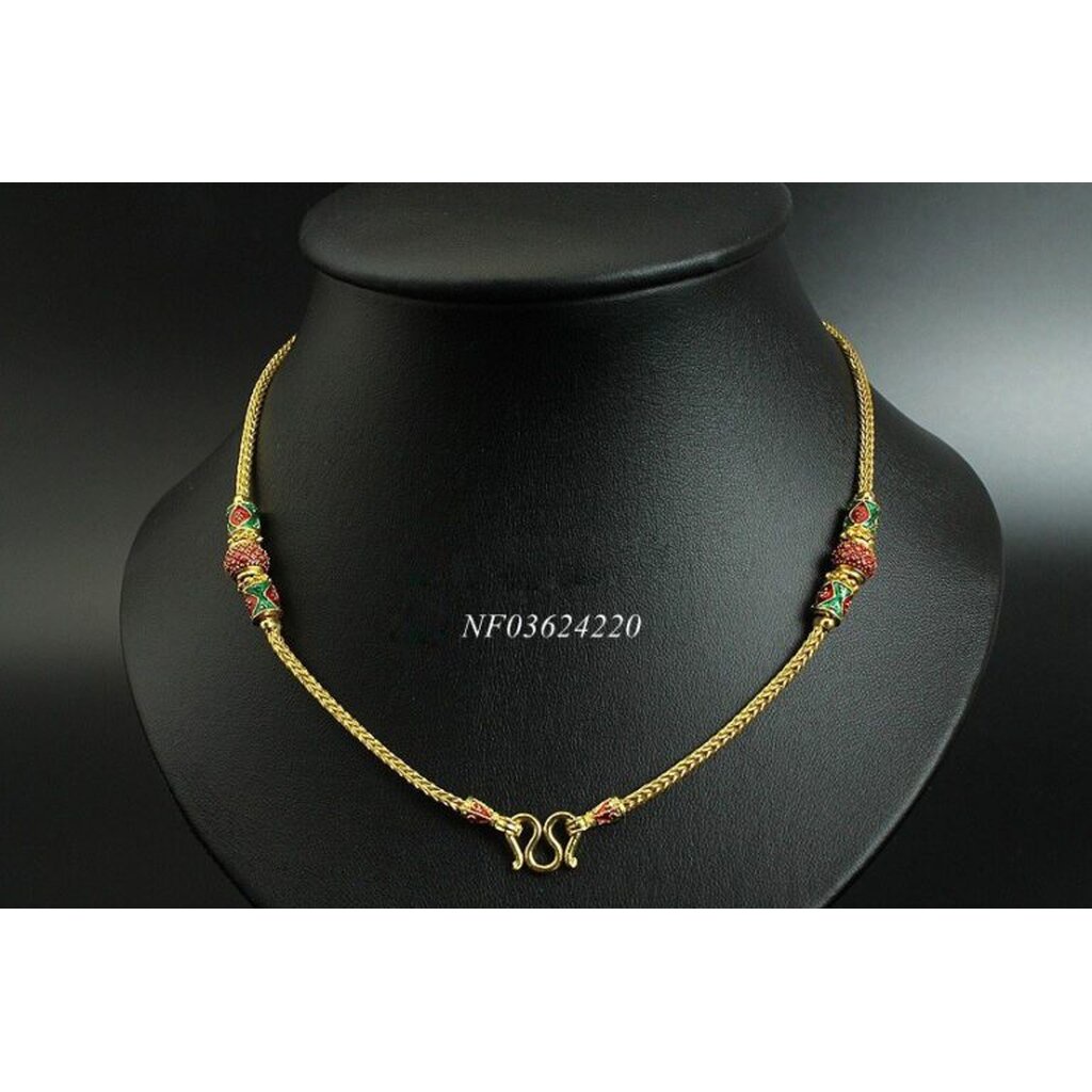 สร้อยคอสี่เสาลงยาบอลสลับสี 24 นิ้ว 1 บาท NF03624220