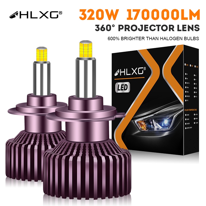 หลอดไฟตัดหมอกเทอร์โบ LED 360 H7 H11 9005 9006 HB3 HB4 D2S D4S CSP สําหรับรถยนต์ 170000Lm 320W
