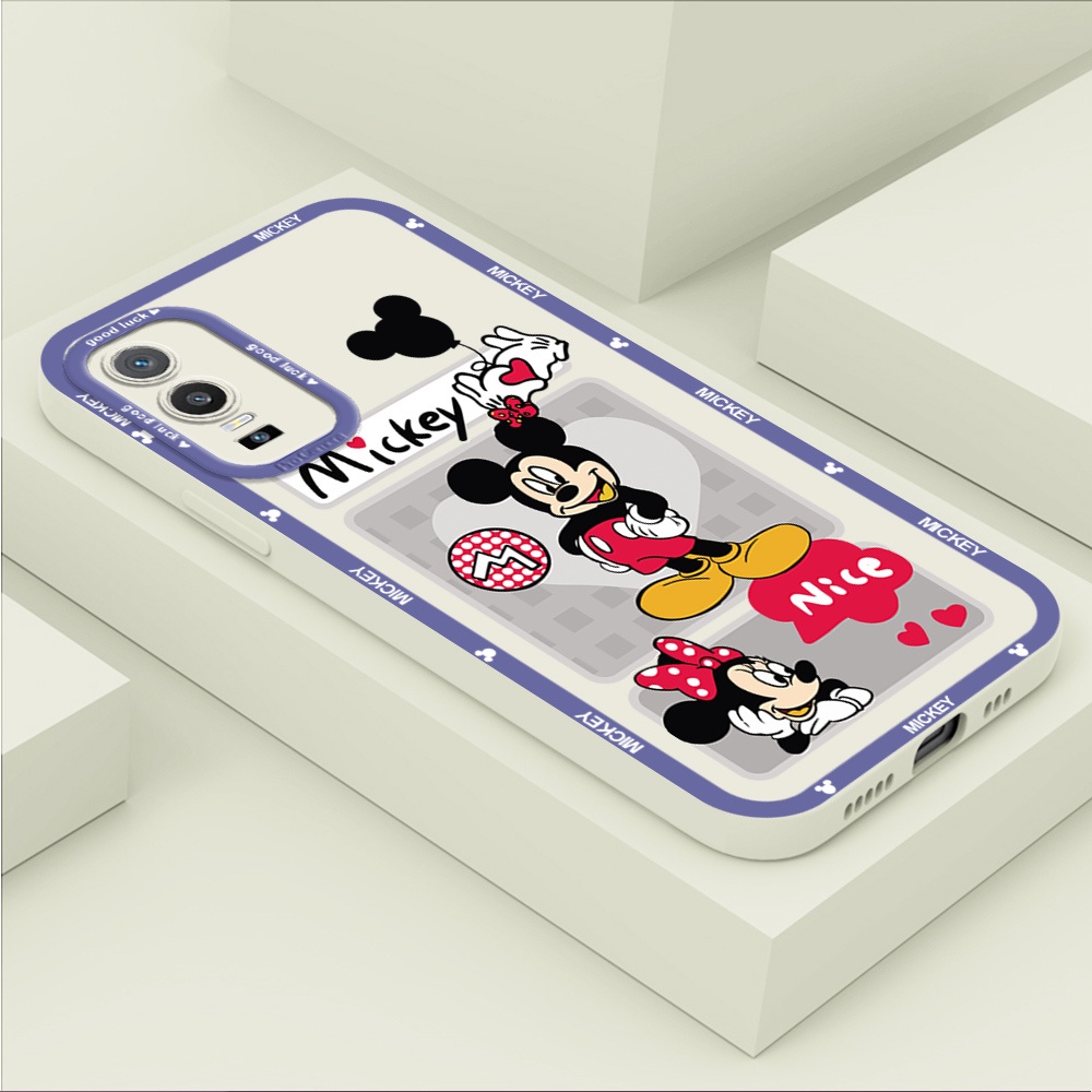 สําหรับvivo Y76 5G Y72 5G Y52 5G Y51 2020 Y51A Y31 2021 Y73 Y50 Y30 Y30iการ์ตูนMickey Minnieเมาส์เคสโทรศัพท์สแควร์ซิลิโคนอ่อนนุ่มคลุมทั้งหมดกล้องกันกระแทกปลอก