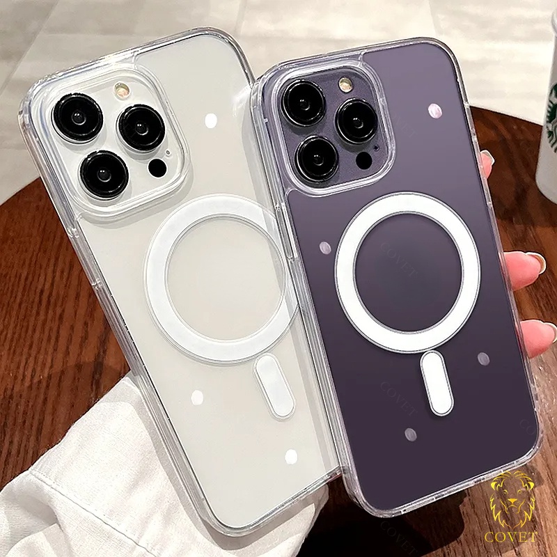 Covet เคสโทรศัพท์มือถือแบบใส แม่เหล็ก ไร้สาย หรูหรา สําหรับ IPhone 15 14 13 12 11 Pro Max XR XS SE 2020 22 Mini
