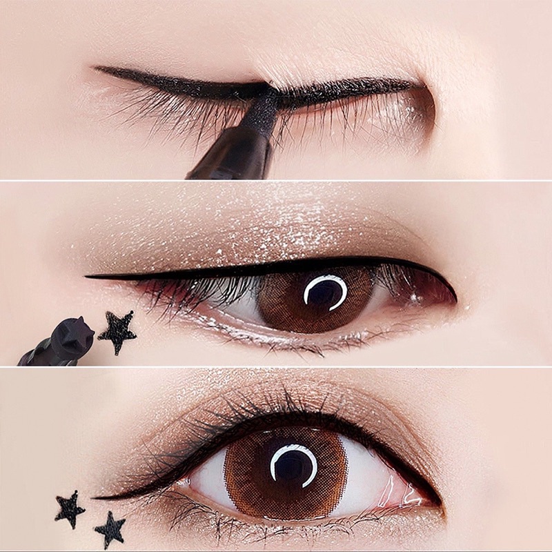 S-23✨2in1 Eyeliner อายไลเนอร์ แสตมป์สองหัว ปั๊มดาว ปั๊มหัวใจ ปั๊มดวงจันทร์ ปั้มดอกไม้ กันน้ำ กันเหงื่อ ติดทนนาน แห้งเร็ว ราคา ถูกที่สุด ดีลบีเคเค แกลเลอรีภาพที่ 4