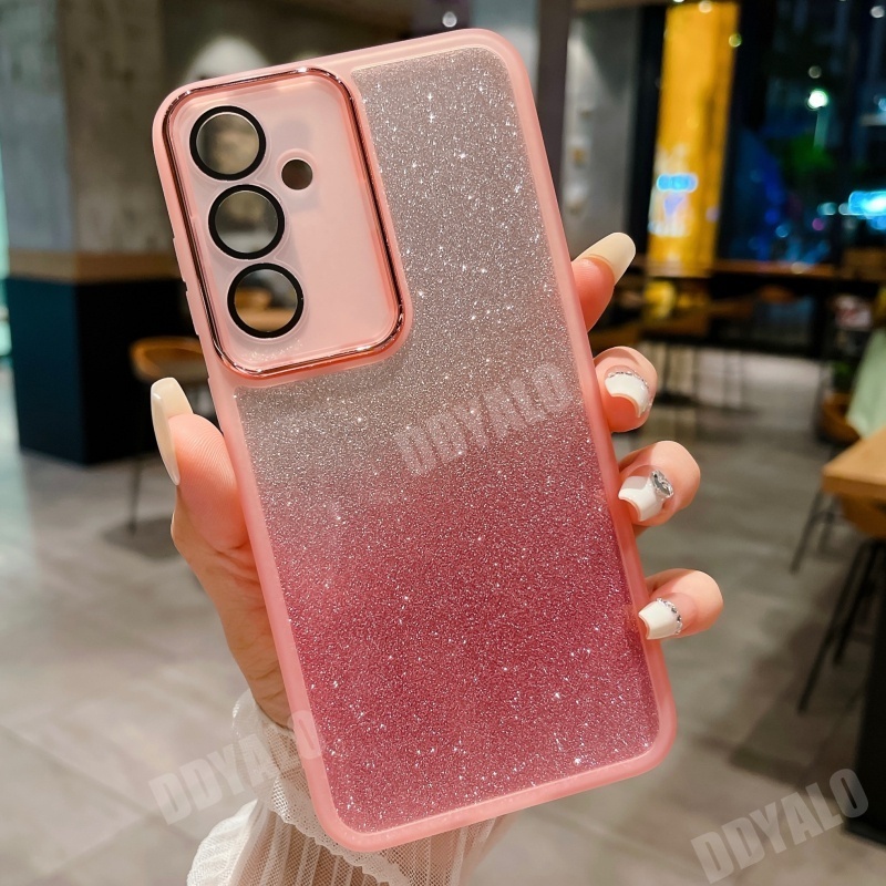 เคสโทรศัพท์มือถือแบบนิ่ม ใส กันกระแทก กันรอยเลนส์กล้อง แต่งกลิตเตอร์ สําหรับ Samsung Galaxy A15 A25 5G 2023