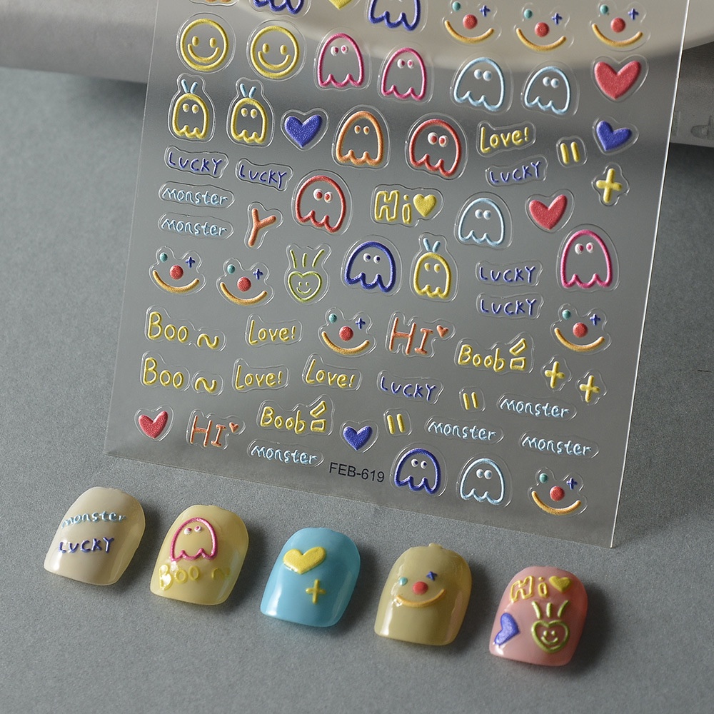 สติกเกอร์ ลายกราฟฟิติหมีน้อยน่ารัก สามมิติ สําหรับตกแต่งเล็บ diy