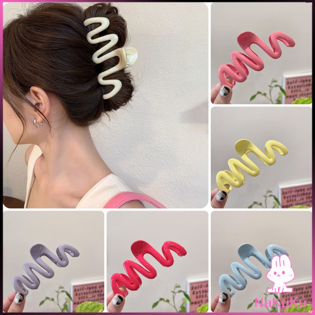 NKK กิ๊บติดผม ขนาดใหญ่ แฟชั่นสําหรับผู้หญิง ที่หนีบผมใหญ่ สีพื้น สไตล์ฝรั่งเศส hair clip
