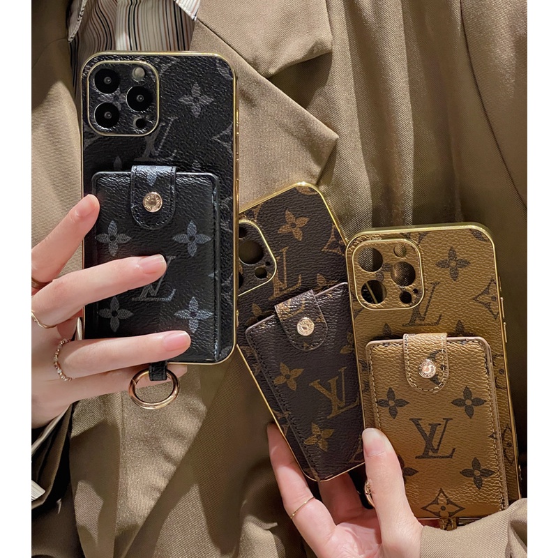 เคสโทรศัพท์มือถือหนัง ขอบทอง พร้อมแหวนนิ้ว แฟชั่น สําหรับ iPhone 15 14 Pro Max Plus 13 12 11 Promax 15plus 14plus 15promax 15pro 14pro 13pro 12pro 13promax 11promax