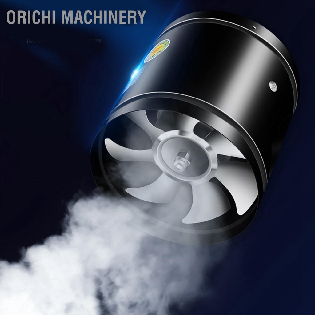 Orichi Machinery พัดลมท่อการระบายอากาศที่มีประสิทธิภาพความเร็วสูงลวดทองแดงมอเตอร์โลหะรอบพัดลมดูดอากาศสำหรับห้องครัวห้องน้ำชั้นใต้ดินสีดำ