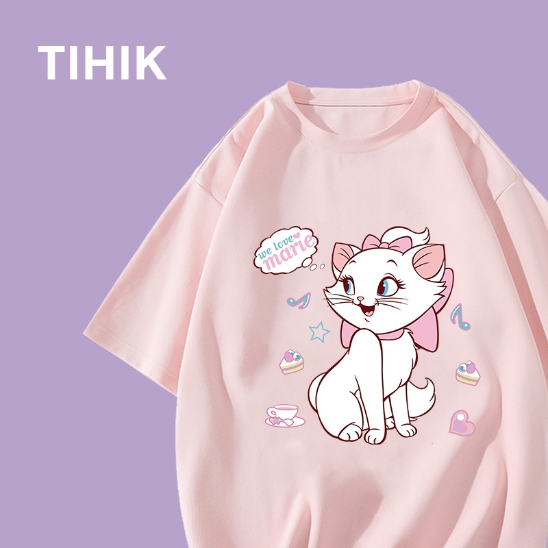 เสื้อลายแมว TIHIK เสื้อยืดผู้หญิง oversize ลายน่ารัก ผ้าคอตตอน โอเวอร์ไซส์ เนื้อผ้านิ่มม T0619