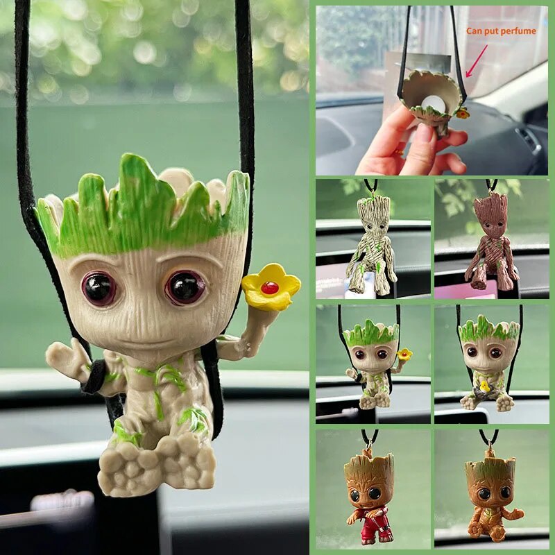 Tree Man Groot Guardians of The Galaxy Marvel Avengers Mini Toys Movie Figure Groot Deadpool Car Perfume Decoration Kids