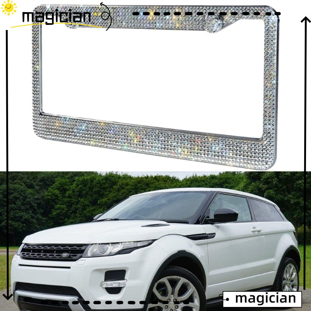 Mag กรอบป้ายทะเบียนรถยนต์ ประดับเพชรคริสตัล สเตนเลส แฟชั่น