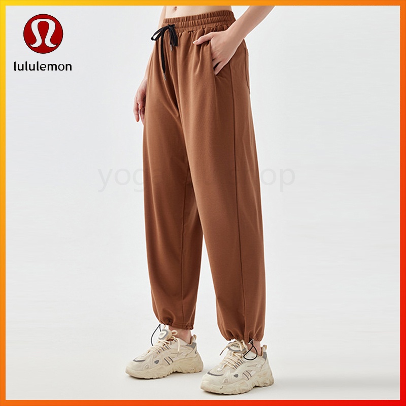 Lululemon กางเกงกีฬาลําลอง เอวสูง มีเชือกผูก YK245
